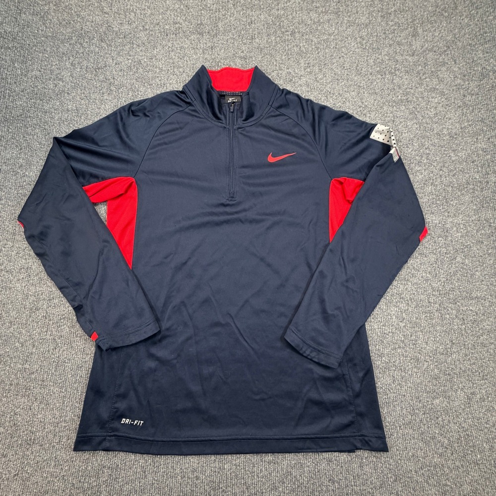 Nike Elite 1/4 Zip Pullover Mens Medium Navy Blue Dri-FIT Training Running READ - Picture 2 of 13